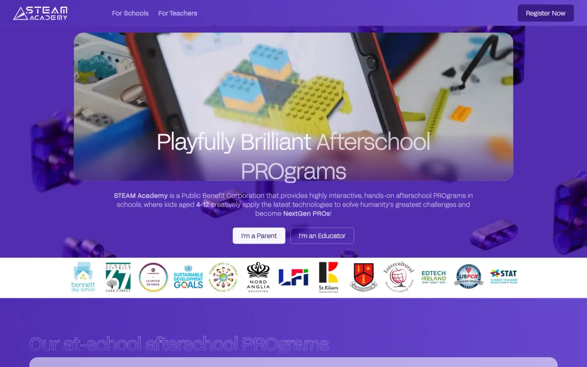 SteamAcademy home page
