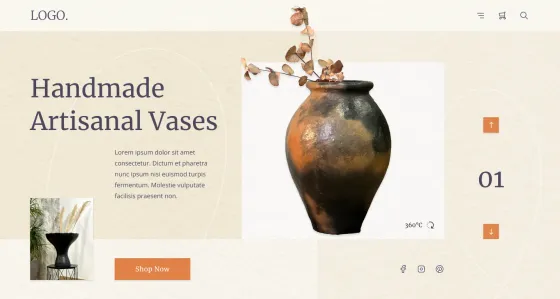 Handmade vases store hero design