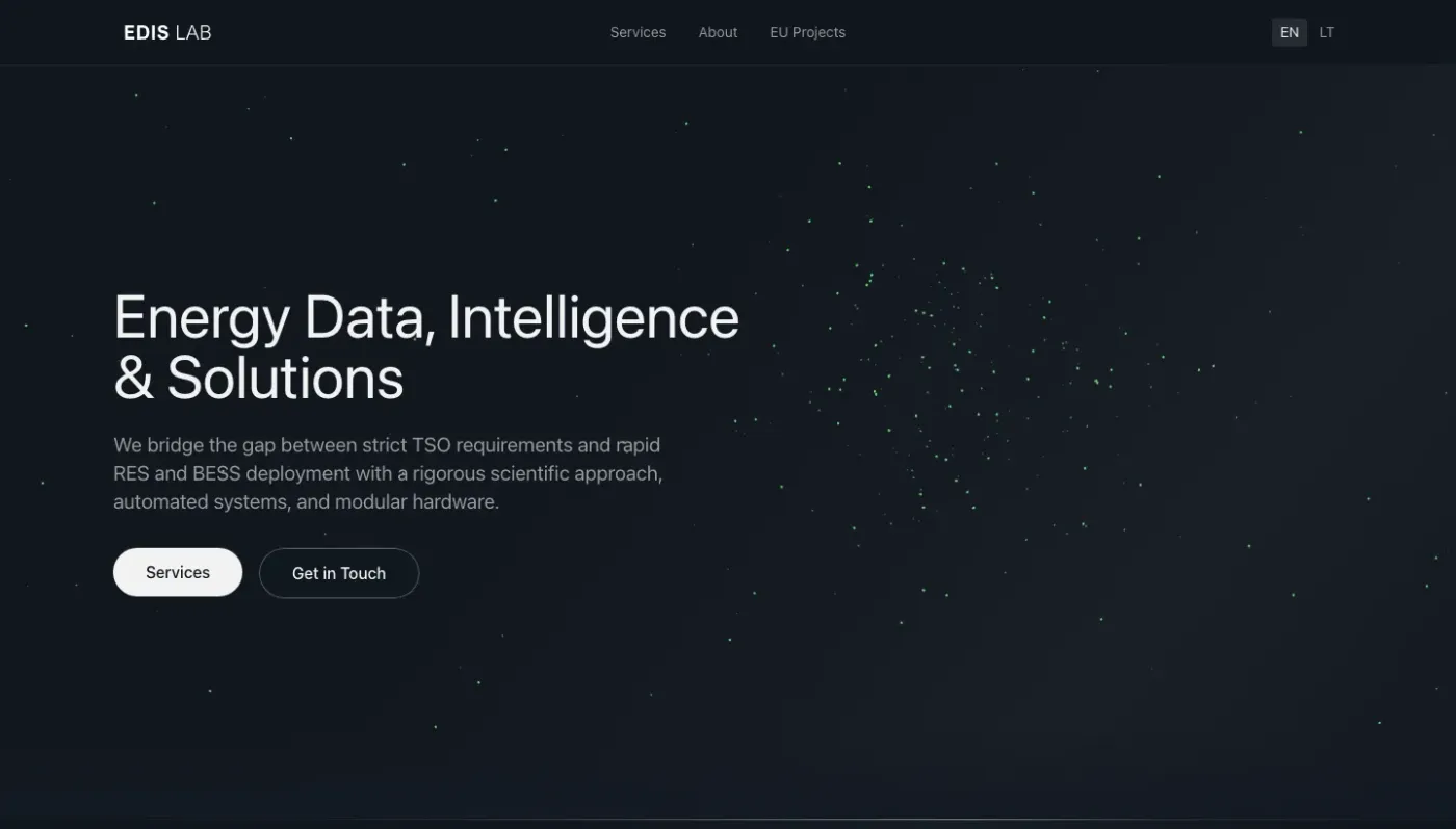 Screenshot of the Edis Lab website